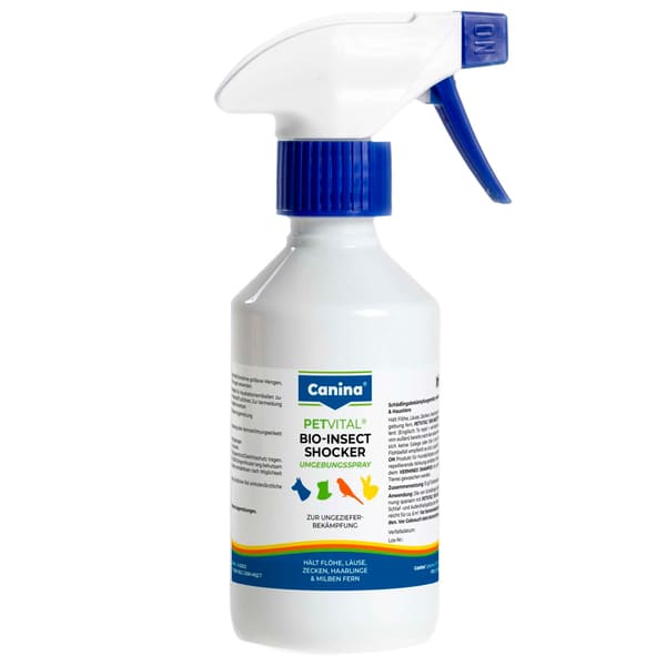 Canina Petvital Bio Insect Shocker sprejs pret blusām un ērcēm suņiem un kaķiem 500 ml